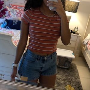 burnt orange striped crop top